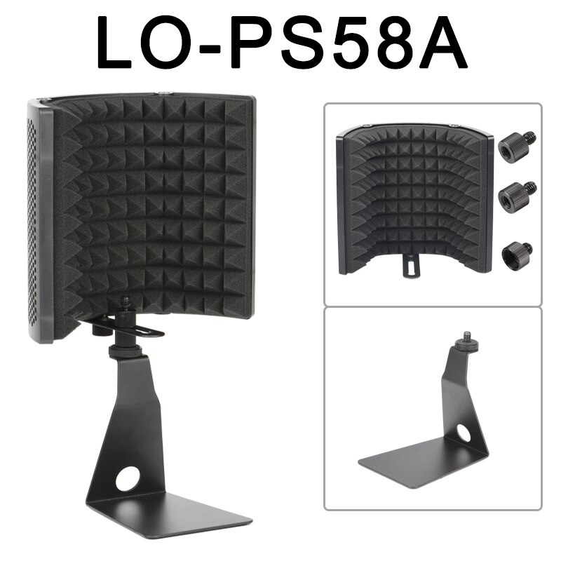 Plastic 3 Panels Isolation Shield Portable and Adjustable Foldable for Condenser Microphone to Reduce Noise Acoustic LO-PS58: 3P(With  Stand A)