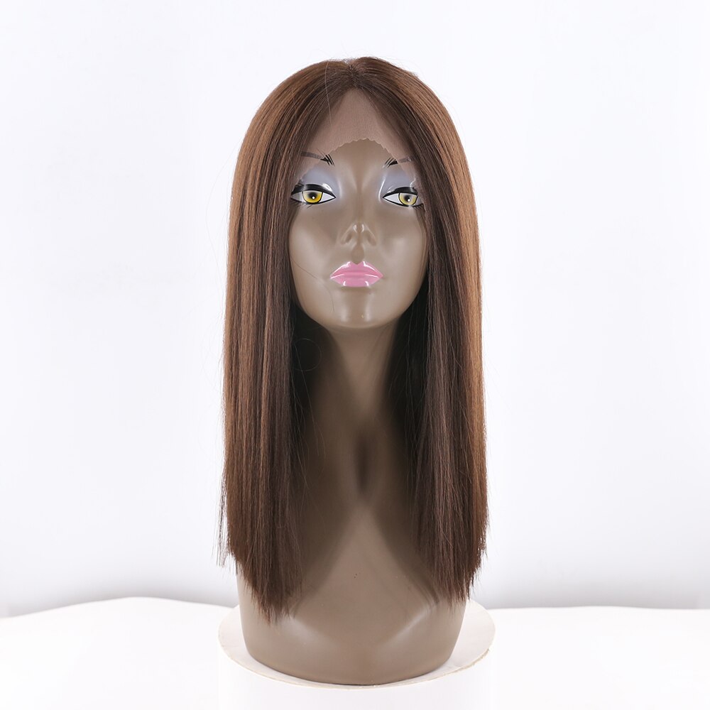 SOKU peluca con malla frontal sintética recta para mujeres, Color negro, marrón, granate, peluca de pelo de encaje, fibra resistente al calor con pelo de bebé: # 4