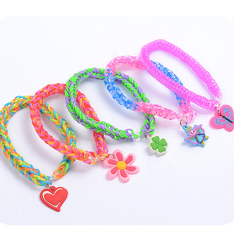 600 pièces/boîte Bandes de Métier À Tisser Arc-En-Ciel BRICOLAGE Artisanat Bracelet de Bande de Caoutchouc De Métier À Tisser de Fête D'anniversaire Pour Les Amis