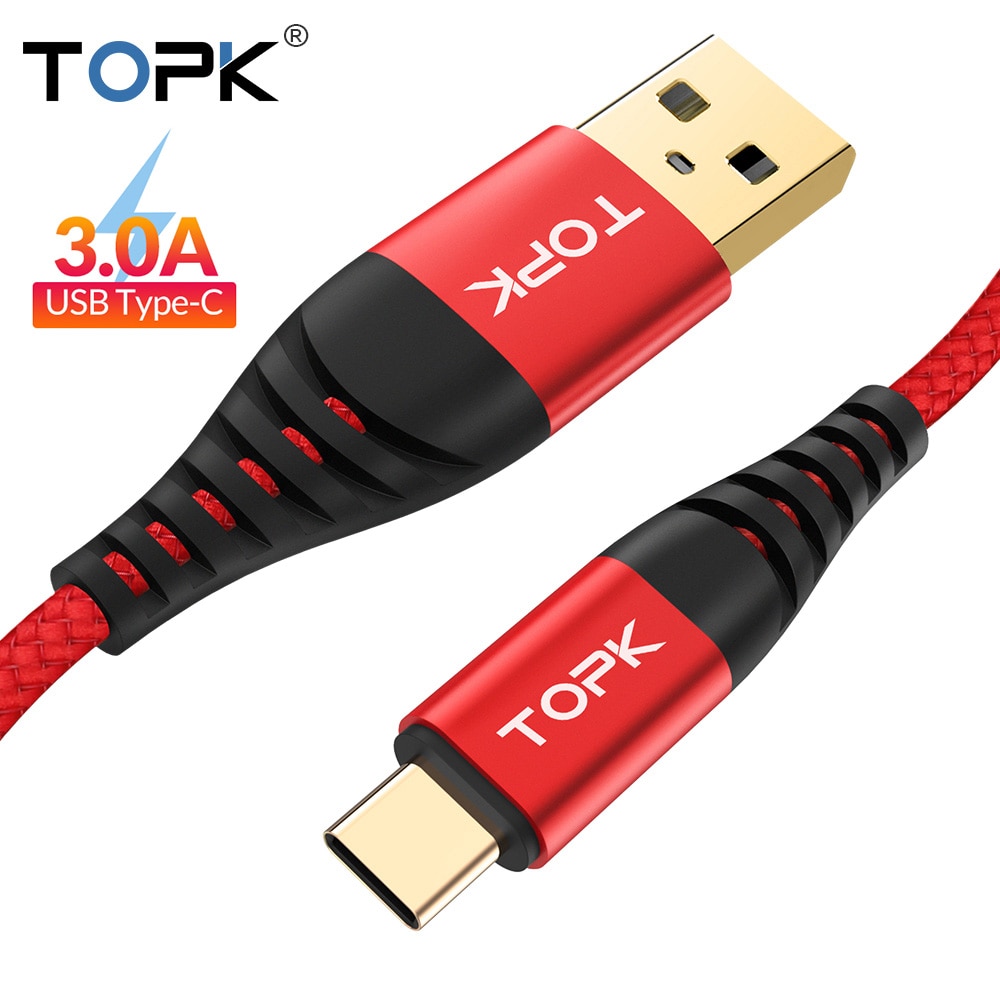 TOPK – câble USB 3A de Type C pour recharge rapide, cordon de chargeur Mobile pour xiaomi Redmi Note 7, Samsung S9 S10 Plus