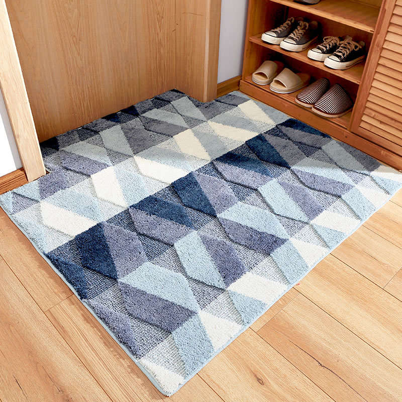 Geometriska badrumsmattor vattenabsorberande dammtäta dörrmattor stora badmattor moderna golvmattor toalettmattor för heminredning: Ljusblå / Ungefär 80 x 120cm