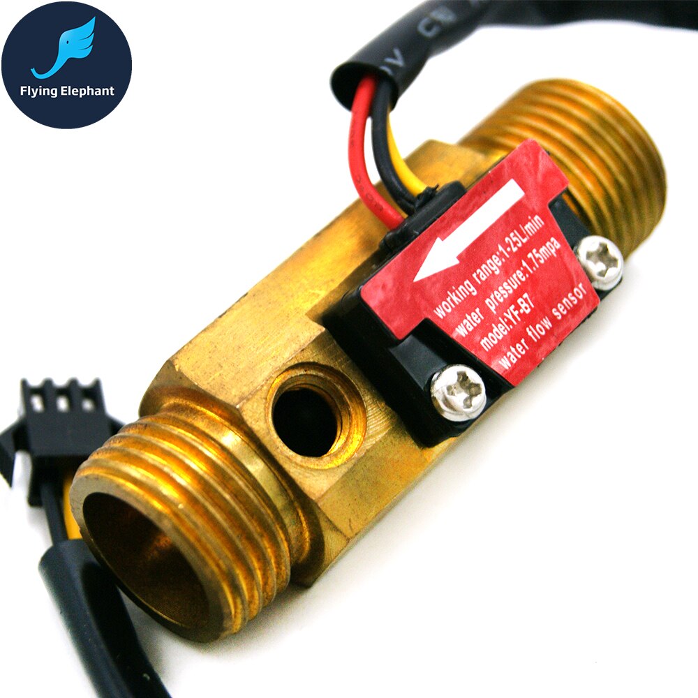 Water flow sensor G1/2'' Turbine Hall flowmeter with temperature detection B7