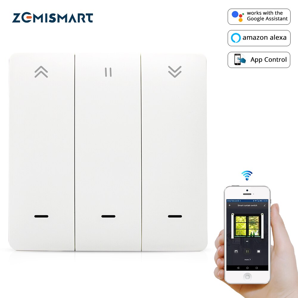 Zemismart Zigbee Tuya Smart Gordijn Schakelaar Voor Rolgordijn Motor Muur Drukknop Alexa Echo Google Home Timer