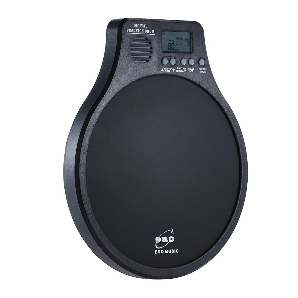12in Rubber Pad Electronic Dumb Drum Metronome Practice Dumb Drum for Jazz Drums Exercise Training Percussion Drum Pad: eno DEM-40 Black