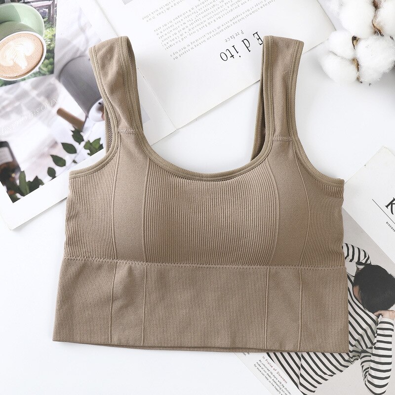 Stijl Vrouwen Ondergoed Tube Tops Sexy Effen Kleur Beha Mode Brede Sling Sport Tank Up Vrouwelijke Bovenkleding Top sexy Lingerie: khaki