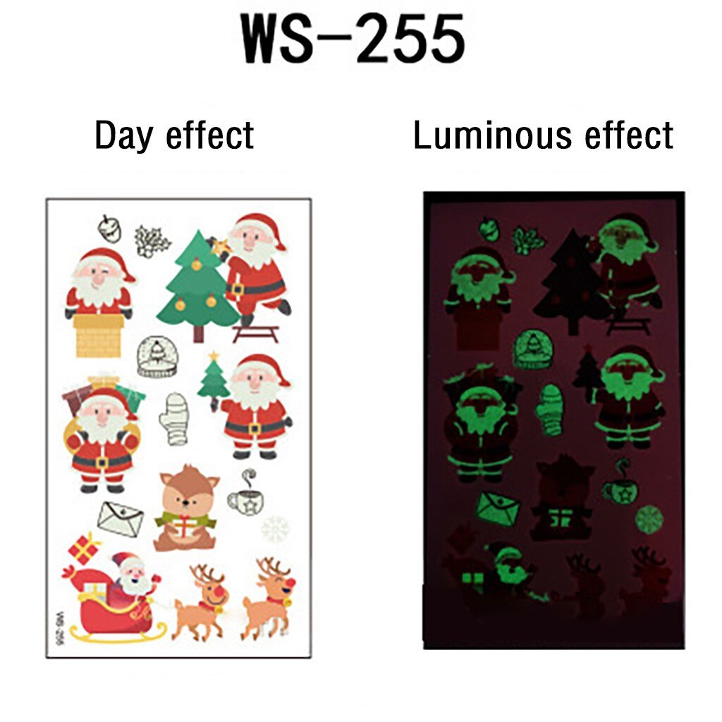Selvlysende tatovering klistermærker jule snemand ansigt simulering tegneserie fluorescerende klistermærker vindues glas klistermærker dekoration  #w3
