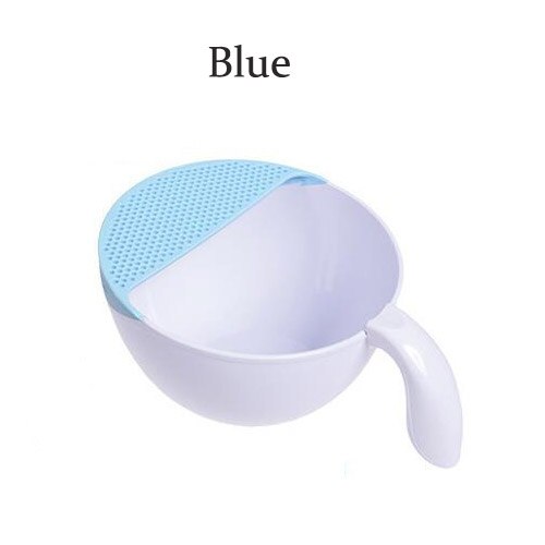 Kitchen Panning Basket ABS Anti-Slip Water Drainer Fruit Basket Wash Rice Sieve With Handle Kitchen Cleaning Tools 30*24*14cm: Blue / M