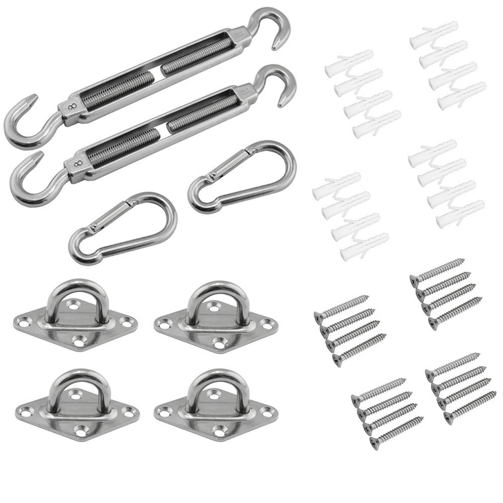 24pcs Stainless Steel Awning Canopy Fittings Outdoors Sun Shade Shelter Netting Accessories Practical Diamond Door Buckle