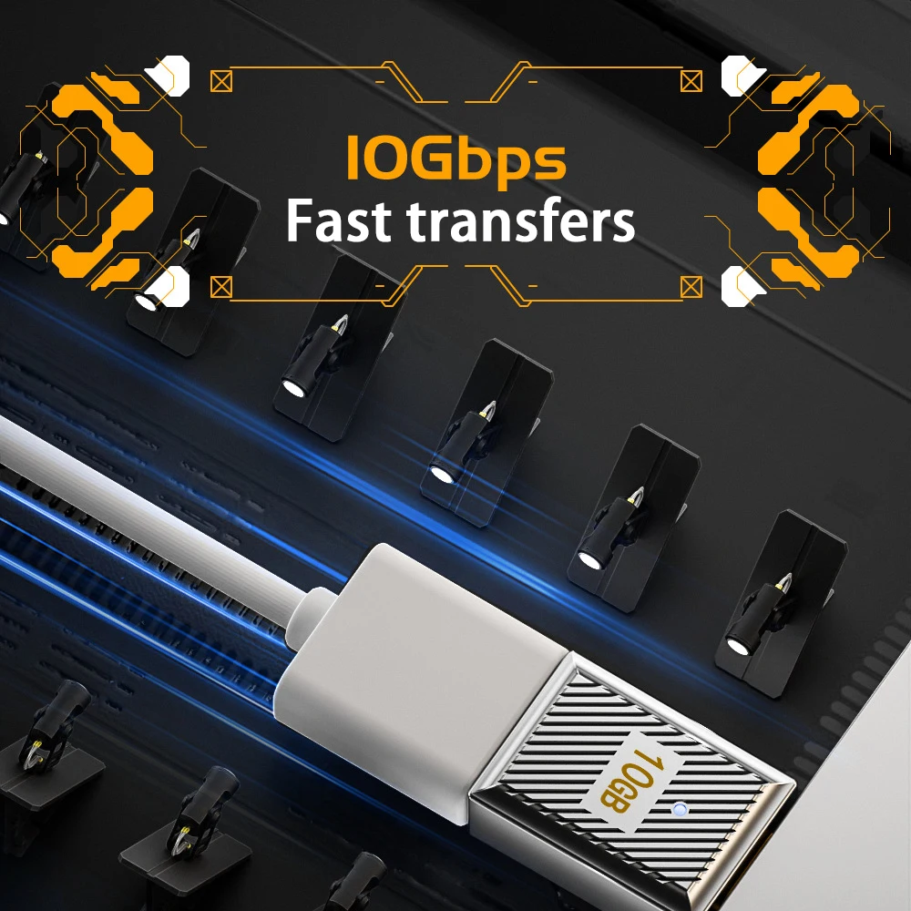 Type-C to USB A 3.1 10Gbps OTG Converter USB C Male Female 90 Degree Right Angle U Shape Adapter Support 6A 120W Power Charging