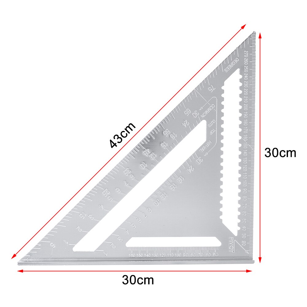 12inch 30cm Metric Aluminum Alloy Triangle Ruler for Woodworking Square Gauge Measuring Tool for Speed Square Layout Gauge