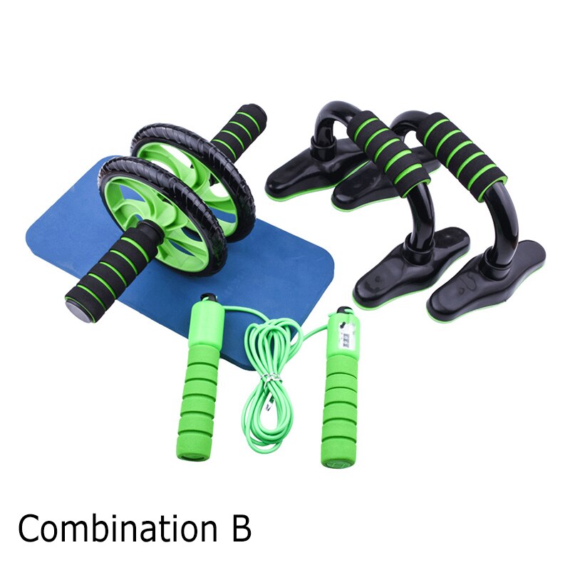 Elastic Band Rope Skipping Gripping Device Abdominal Wheel Suit Fitness Roller Abdominal Roller Training Tool Gym Equipment: Ivory