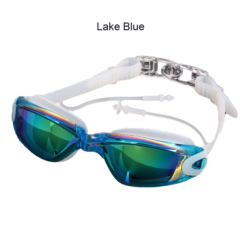 Nowy regulowany gogle gogle pływackie anty-mgła ochrona UV dla dzieci wodoodporny silikonowy lustrzane okulary pływackie: Jezioro Niebieski