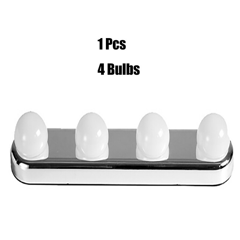 Led 4 pærer makeup spejl lys bærbar sugekop hollywood forfængelighed væglampe lys til toiletbord belysning makeup lys: 1 stk 4 pærer