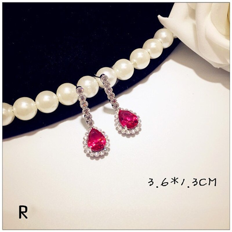 S925 Sterling Silber Tropfen Ohrringe Für Frauen Ohr Studs Feine Schmuck Luxus Red Zirkonia Temperament Brincos: R