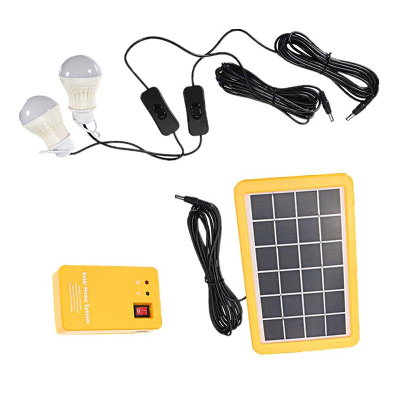Outdoor Portable Solar Home System Kit DC Solar Panel Power Generator LED Light Bulbs Solar Camping Lighting System with USB Cha