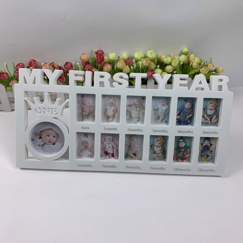 My First Year Baby Keepsake Frame for Photo Memories 0-12 Months Pictures First Year Milestone Photo Frame Souvenirs