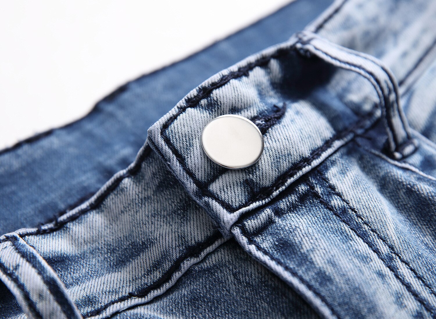 Jean déchiré pour homme, pantalon de moto plissé, troué, Denim, élastique, Slim, à la