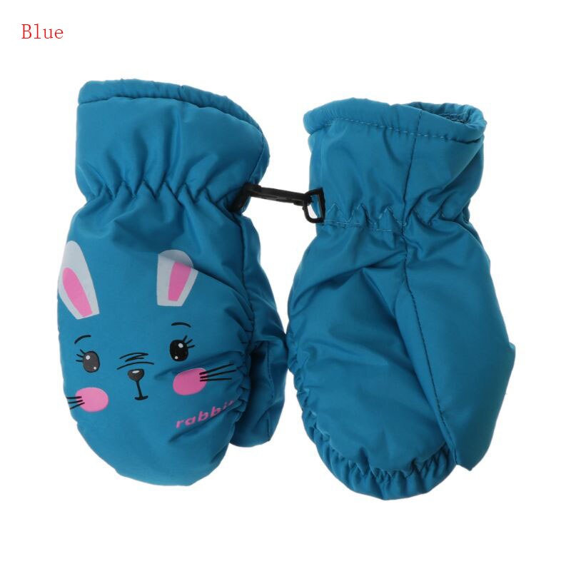 Guantes de invierno abrigados para niños a prueba de viento para niños niñas esquí ciclismo escalada exterior guantes impermeables: Blue