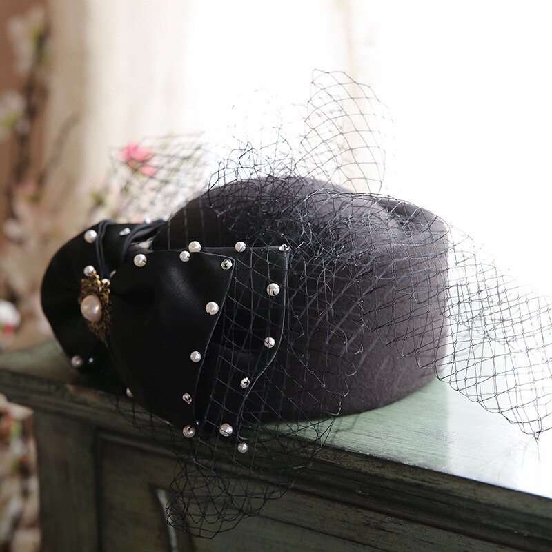 Las mujeres tocado de boda cóctel Iglesia corona kentucky sombreros velo accesorios para el cabello 100% lana tocado de fieltro sombrero