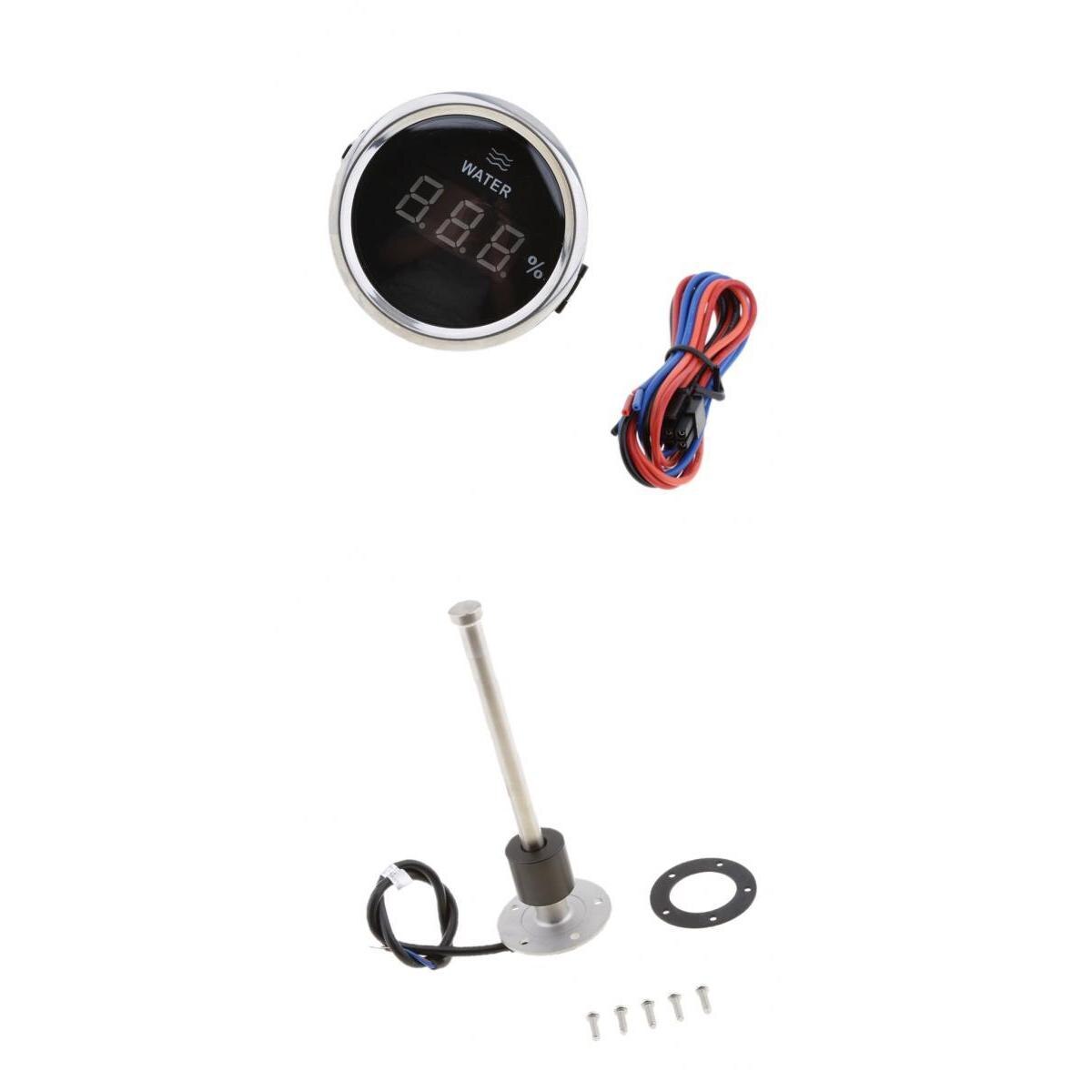 Chrome Marine Digital Water Level Gauge With Silver Fuel Water Gauge Sensor