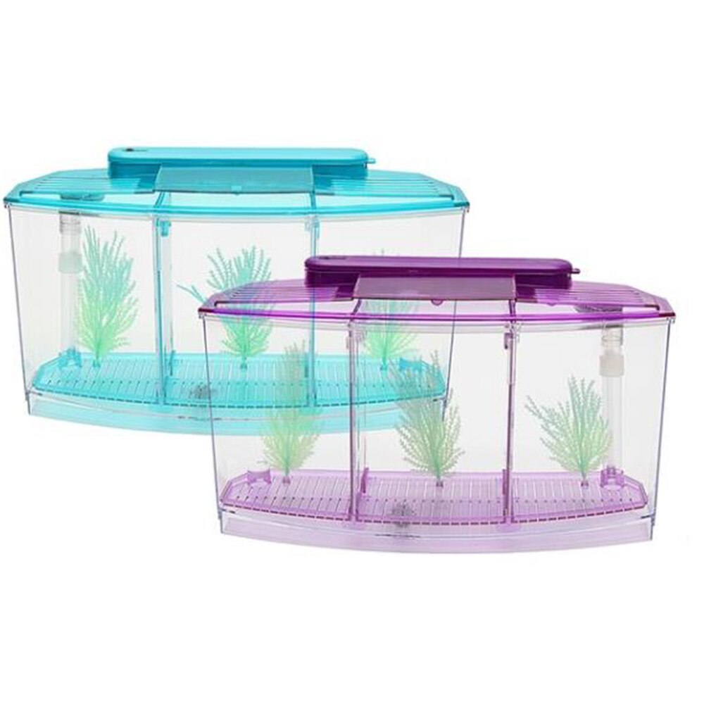 1 pc Aquarium Acrylic Fighting Fish Box Tank BettaTankThree Grid Fish Supplies Accessries