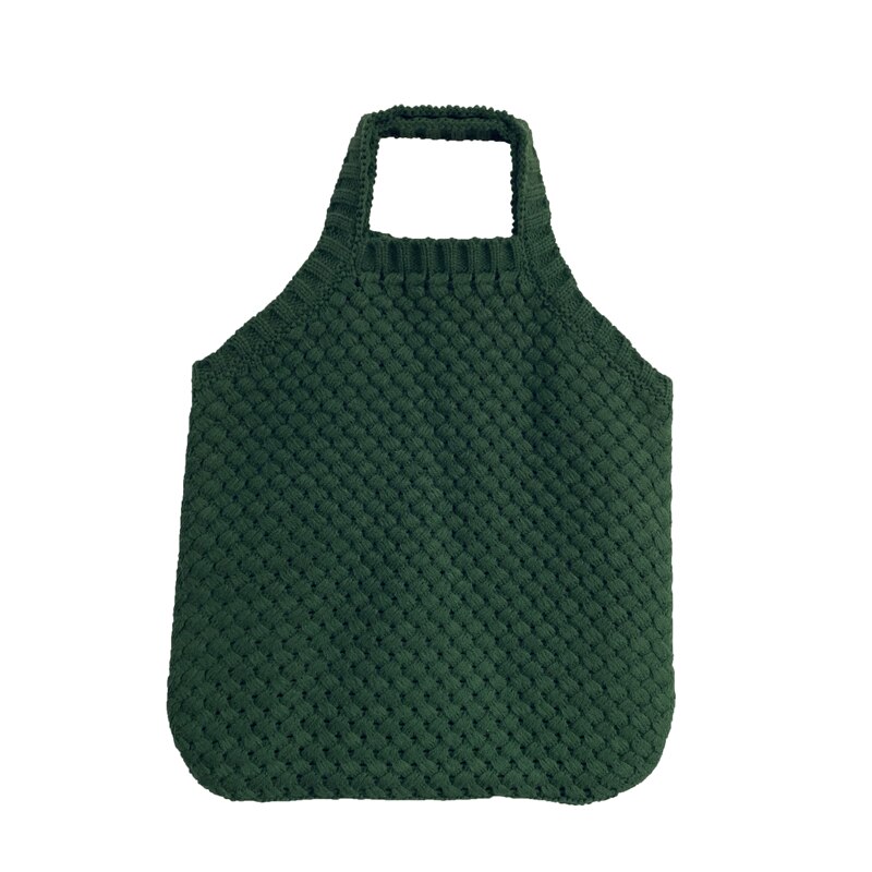 nouvelles femmes Vintage sac à bandoulière collège Style décontracté solide couleur armure sac à main laine tricoté grande capacité sac à provisions: Dark green