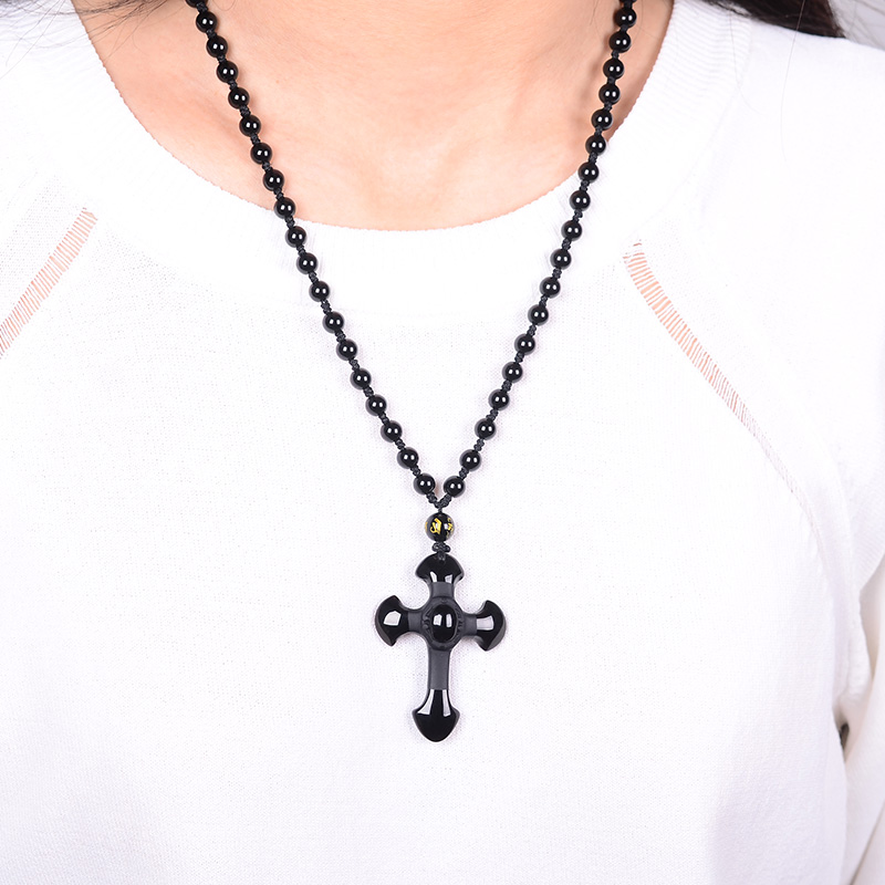 jewelry Obsidian Pendant Necklace Cross Pendant Jewelry for Men Womens Pendants