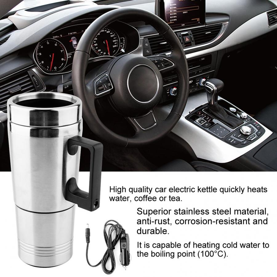 60W 12V 500ML water heater Stainless Steel Car Electric Kettle Coffee Tea Water Heating Cup Kettle