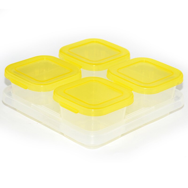 Small Grid Dessert Fruit Separate Storage Frozen Box Complementary Food Box Fresh-keeping Box Baby food supplement storage box: 11 Yellow 4