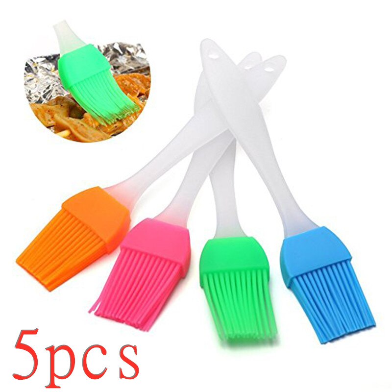 Silicone Baking Bread Cook Brushes Pastry Brush Baking Bakeware Barbecue Pastry Basting Brush Baking oil Brush Clear Baking Tool: 5pcs random
