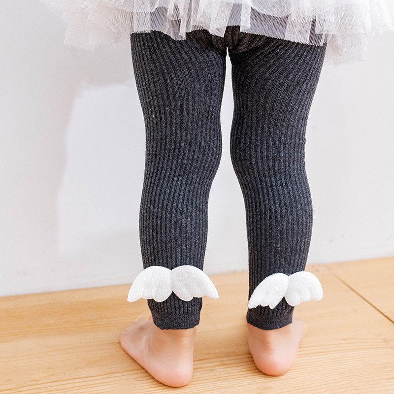 Baby Panty Voor Meisjes Engelenvleugels Baby Peuter Panty Lente Herfst Gebreide Kids Leggings Elastische Baby Meisje Panty 6-24M: dark gray / M 12-24M