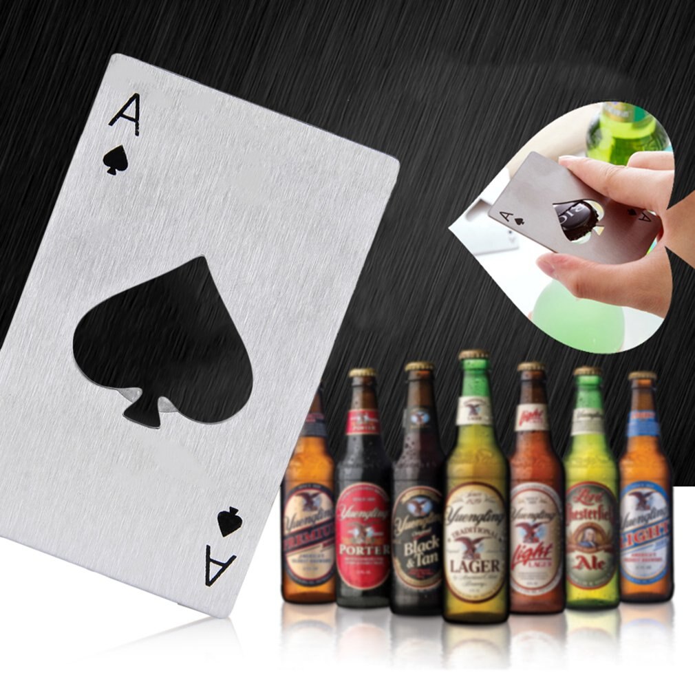 Stylish Poker Playing Card Ace of Spades Bar Tool Soda Beer Bottle Cap Opener For Kitchen Outdoor Camping