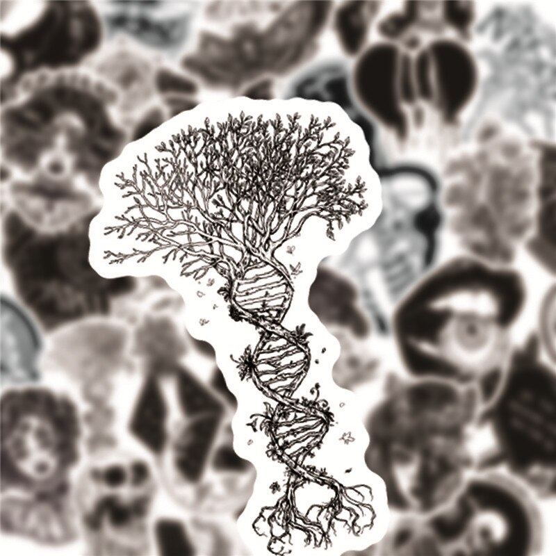 50pcs/lot Black and White Gothic Stickers For Luggage Motorcycle Suitcase laptop skateboard Stickers