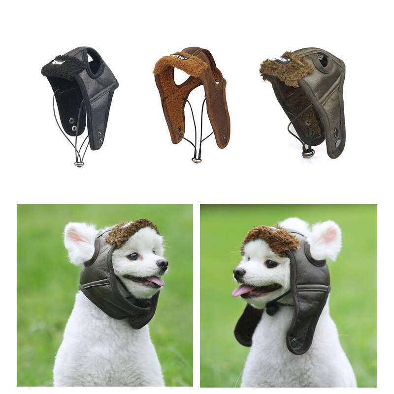 Dog Aviator Hat Dog Winter Pilot Hat with Ear Flaps for Cold Weather Pet Warm Aviator Cap Pet Windproof Motorcycles Protect Hat