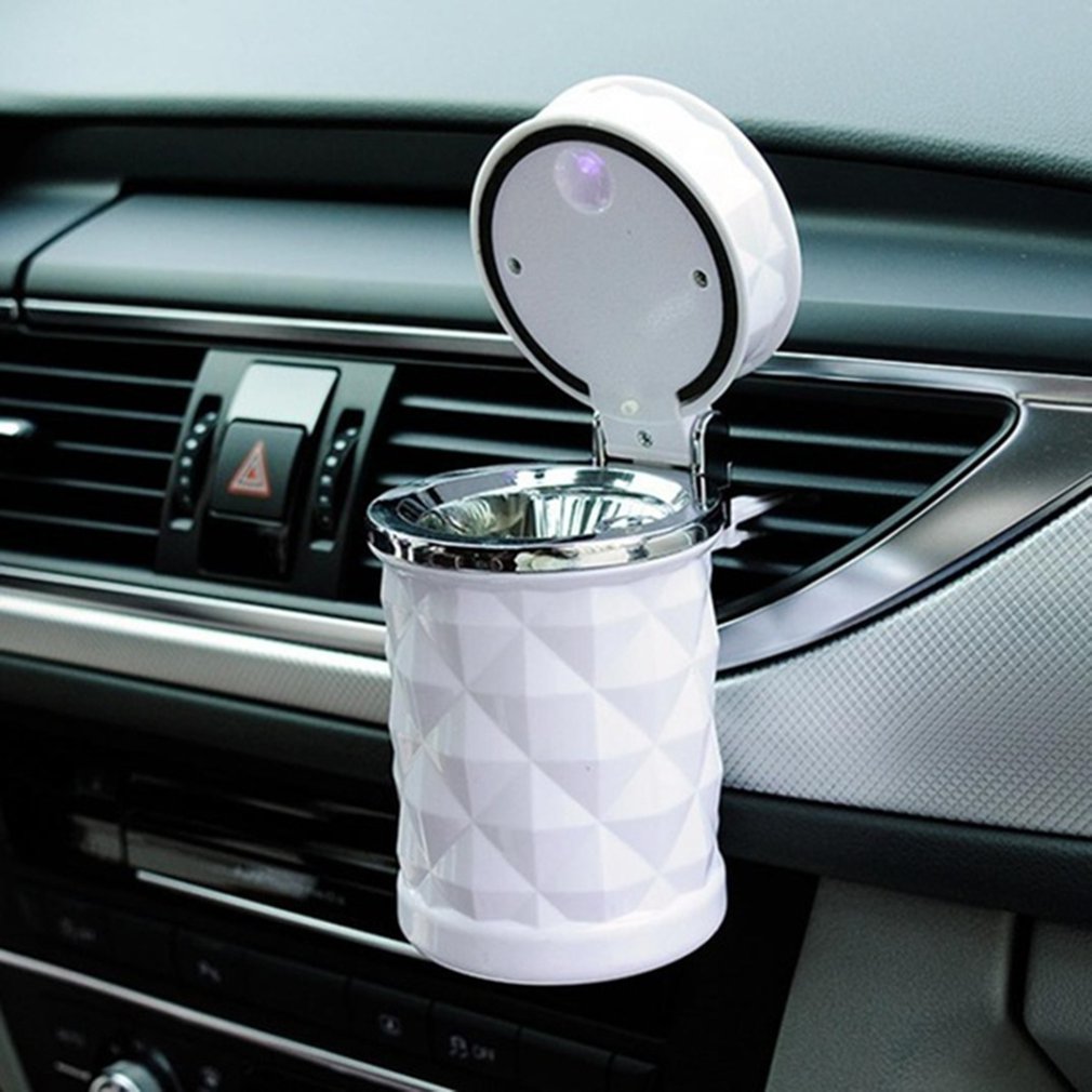 Universele Auto Asbak Asbak Voertuig Creatieve Auto Interieur Asbak Draagbare Metalen Asbak Met Cover Lampen