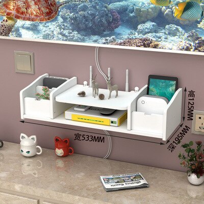 Punch-free Router WIFI Living Room Socket Set-top Box Rack Rack Router Storage Box Wall Hanging Decorative Partition Bedroom: 14Non-marking hook
