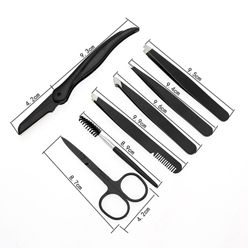 7Pcs Professionele Wenkbrauw Trimmer Set Make-Up Tool Voor Gezicht Pincet Wimpers Borstel Wenkbrauw Trimmer Set