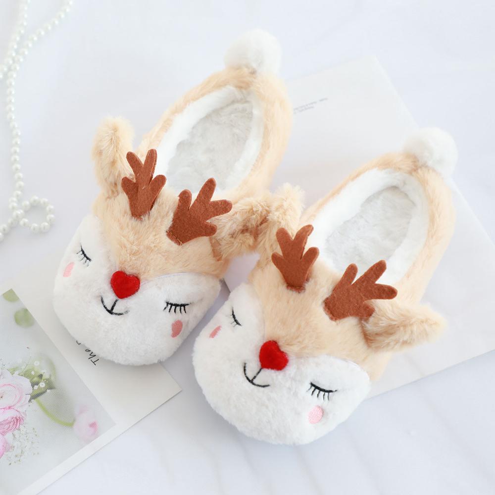 Millffy vinter tofflor plysch kvinna ren tofflor jul älg inomhus hem skor damer djur skor: 8