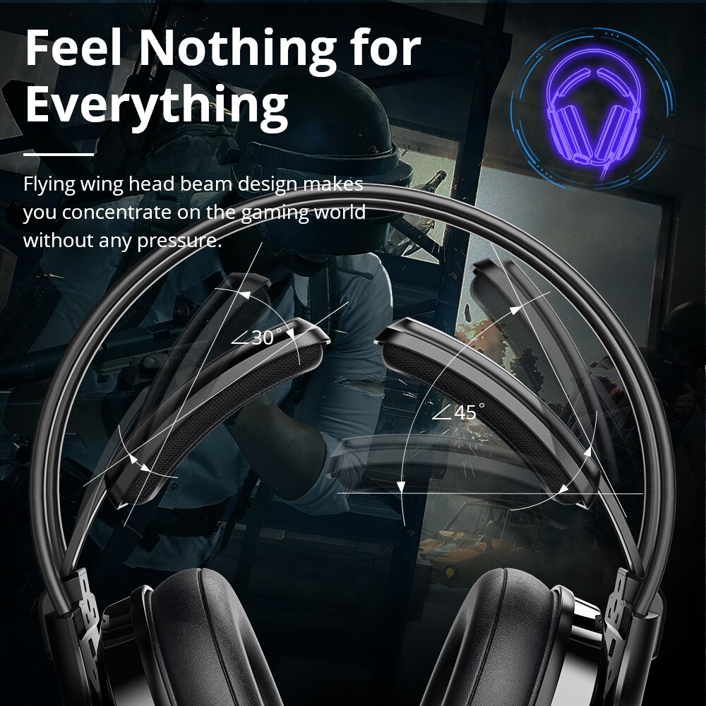 Tronsmart – écouteurs de Gaming Glary Alpha, avec éclairage coloré, Port USB 3.5mm, pour PS4, ordinateur portable,
