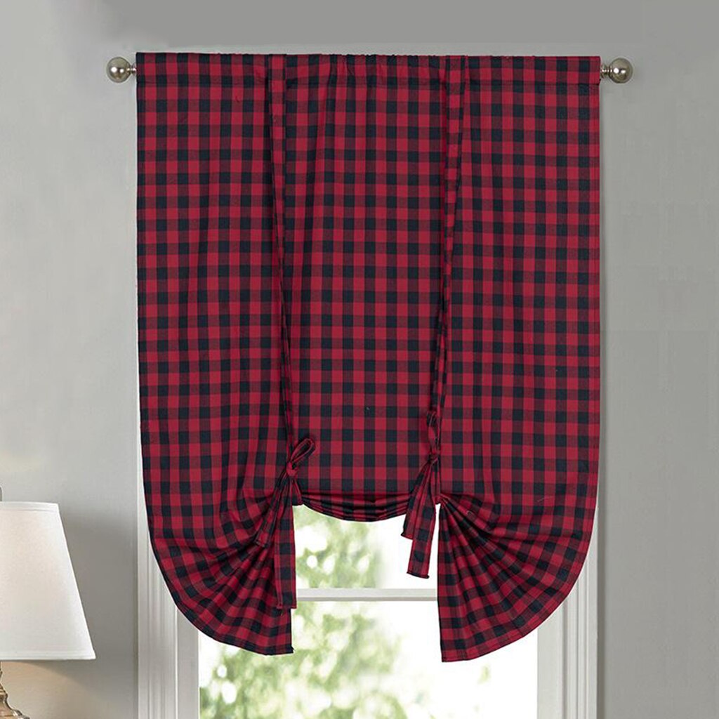 Keuken Cafe Gordijnen, Buffalo Checker Patroon Badkamer Gordijn, Plaidgingang Raambekleding Tier Gordijnen: Rood