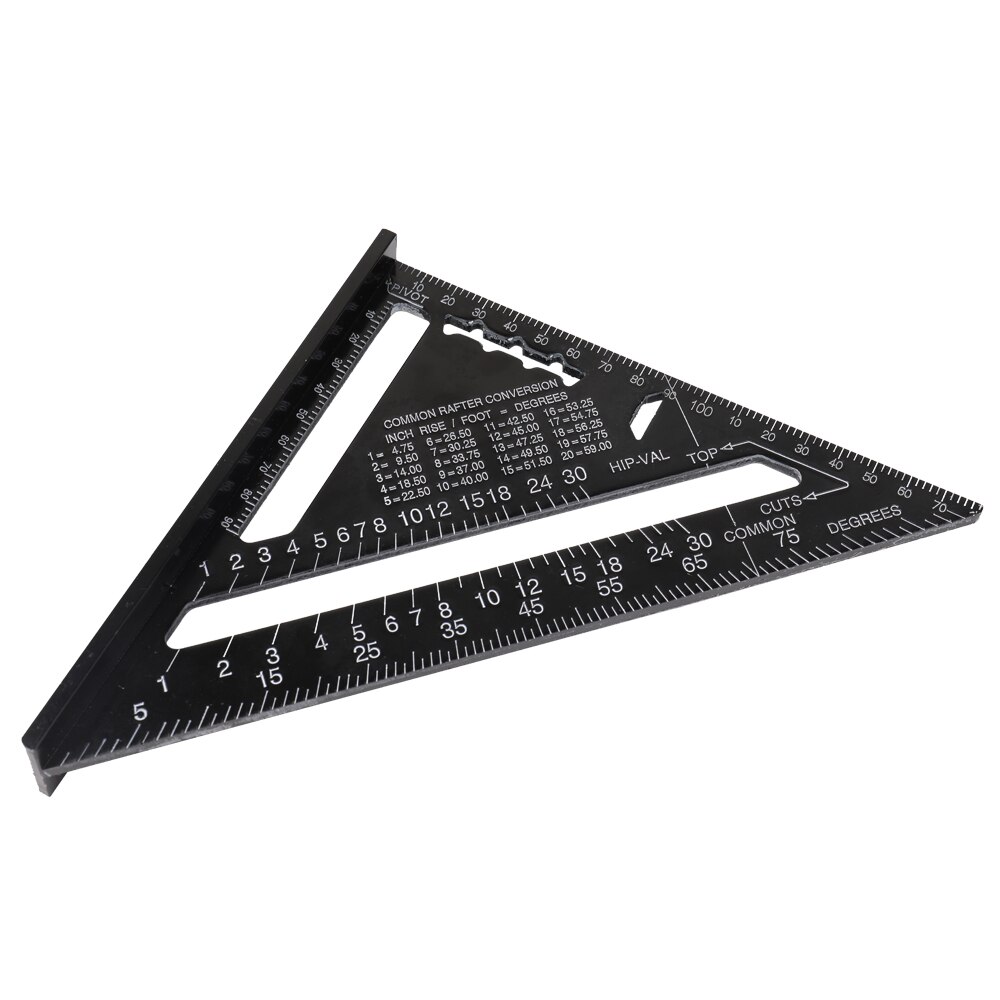 Aluminium Driehoek Heersers 90 graden 45 graden Set Vierkante 7in Zwart Metrische Vierkante Heerser