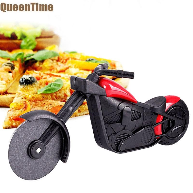 QueenTime Plastic Pizza Cutter Motorfiets Vorm Pizza Wielen Keuken Gadgets Cirkelzaag Deeg Cutter Bakken Levert