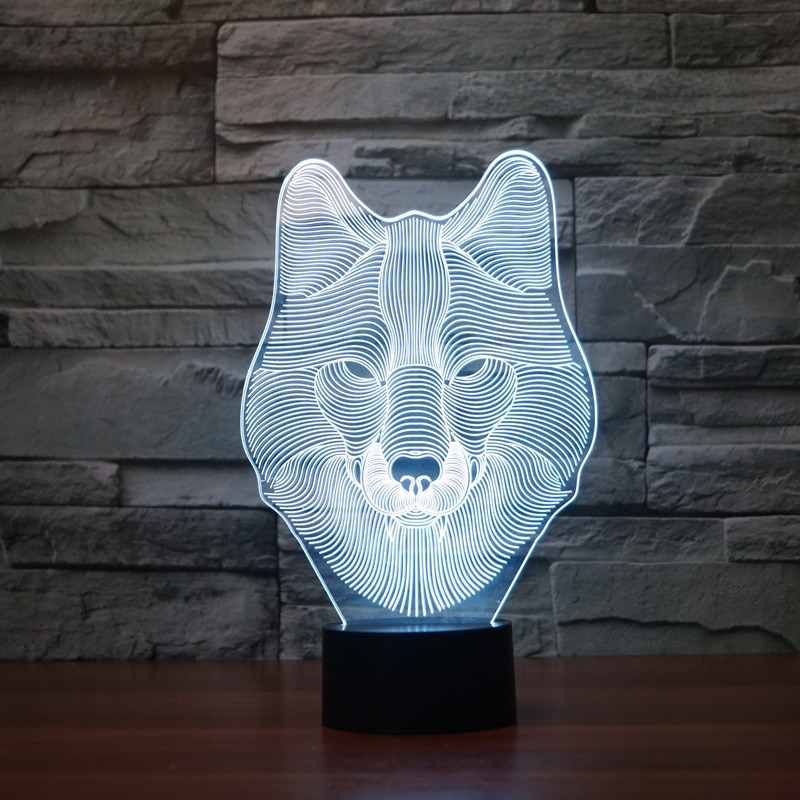 Dier Wolf Decor 3D LED Nightlights Kleurrijke Wolf Tafellamp teen wolf Illusion Lichten Slaapkamer Moderne Decor