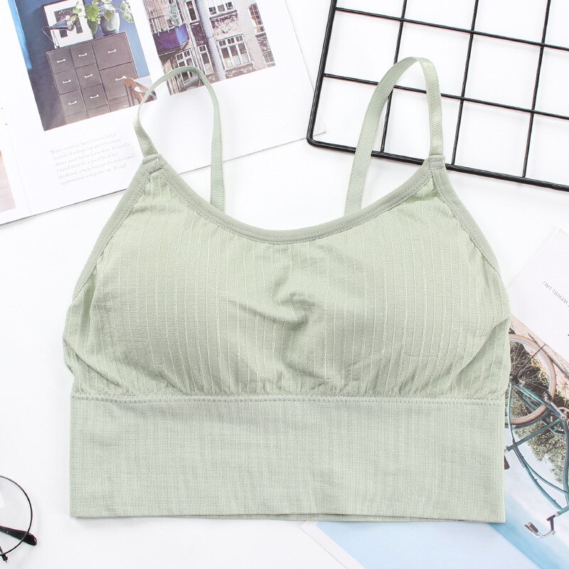 Cotton Sports Bras Women Push Up Solid Sports Bra Jogging Gym Women Sports Bra Girl Underwear Fitness Running Yoga Sport Tops: Army Green