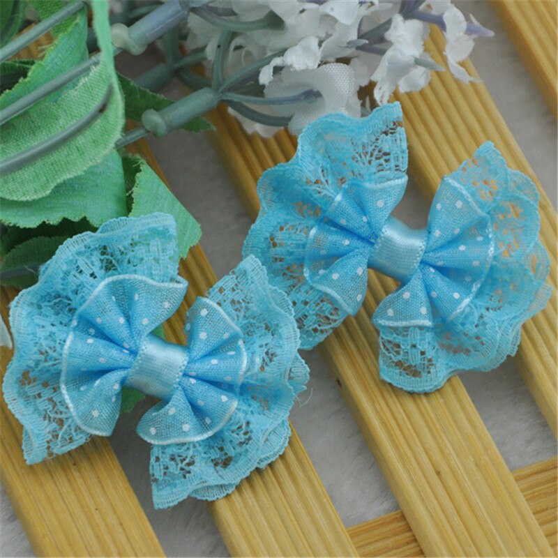 Lace Organza Ribbon Bows, Flores Applique, Decoração do casamento, A088, 20pcs