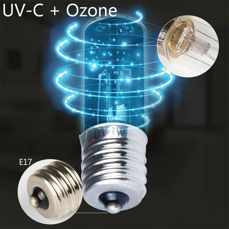 E17 UVC UV Ozone Disinfection Lamp Mite Killing Lamp (With Ozone Model) 3W Quartz Stone Glass LED Light 110v 220v