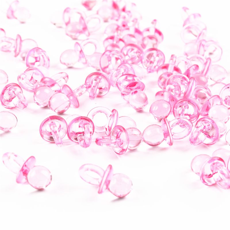 100 stk lyserøde akryl baby sutter baby shower dekoration bord scatter