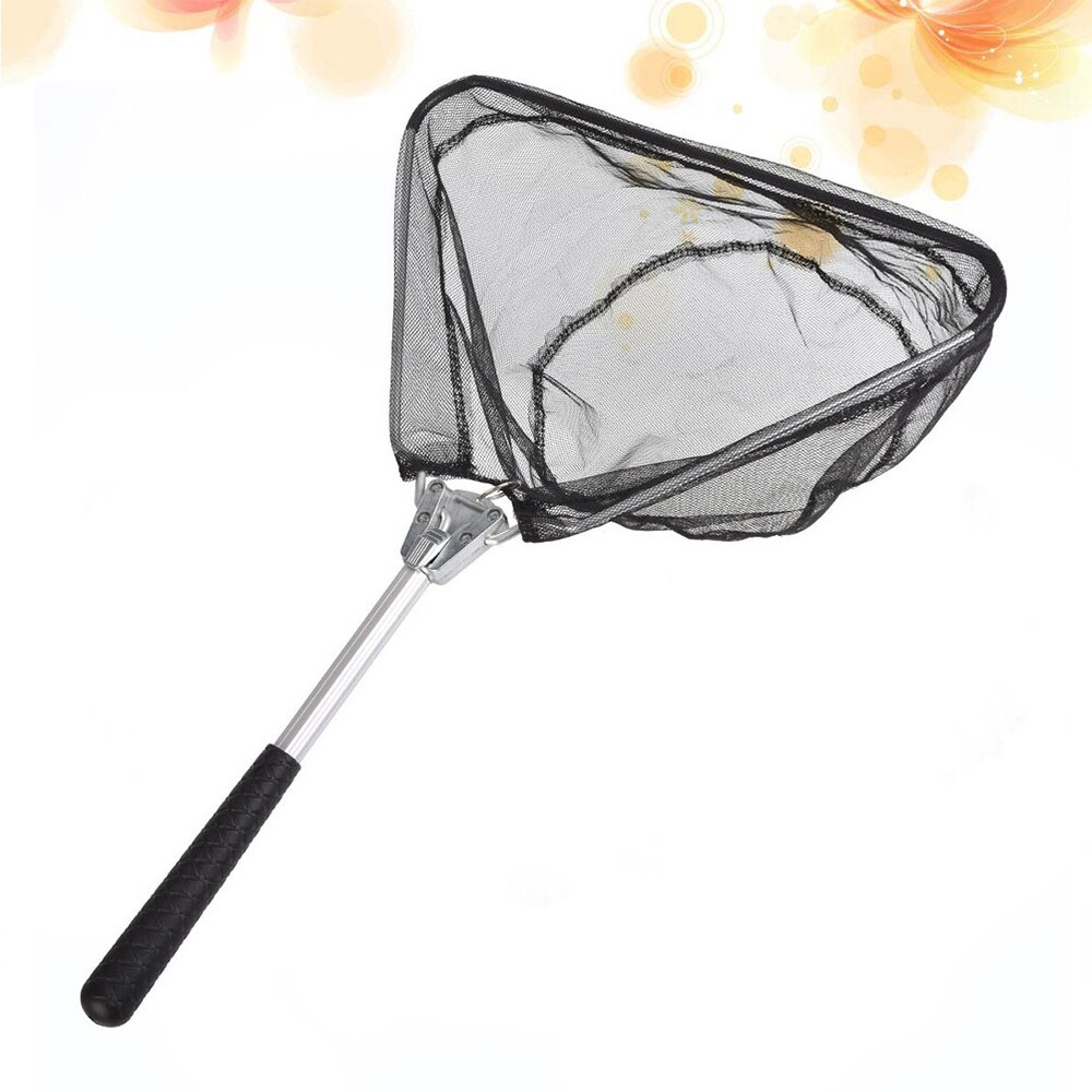 Aluminum Alloy Triangle Fishing Net Foldable Fish Landing Net Mini Collapsible Fish Catching Landing Net (50cm, Black)
