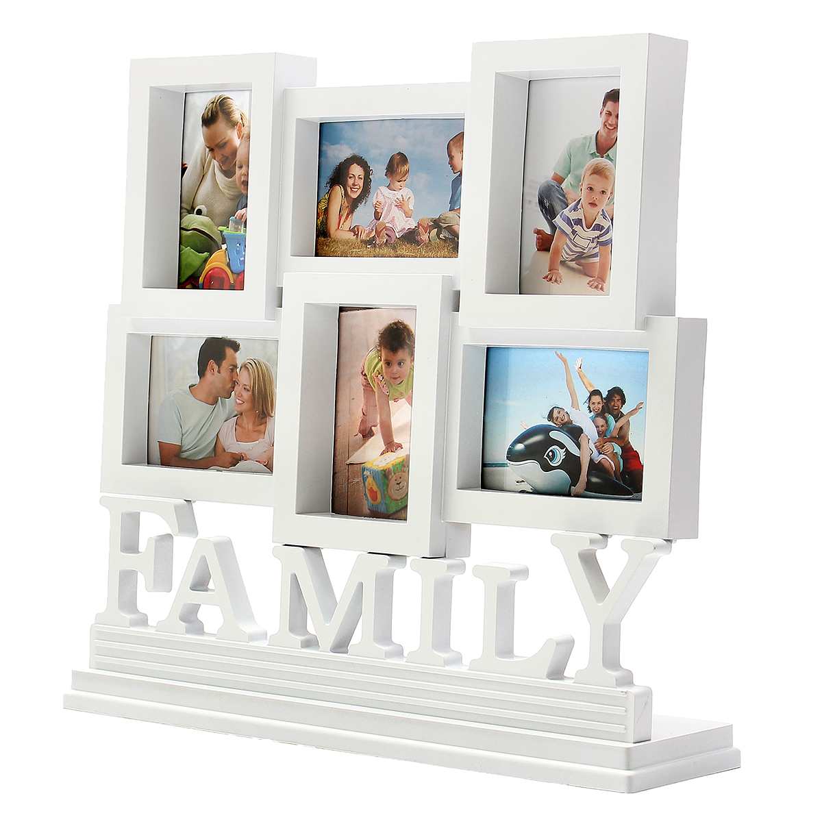 Hvid plast familie fotoramme væg ing billedholder display boligindretning