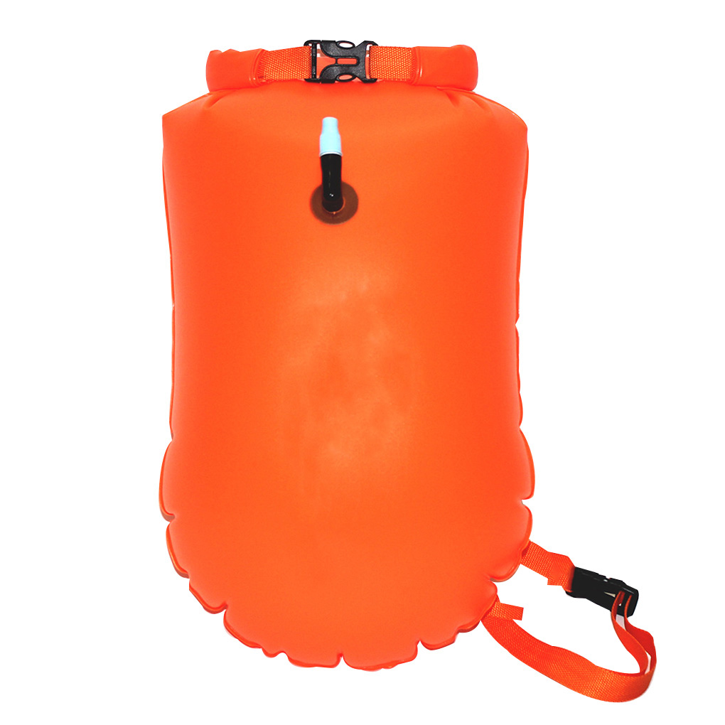 Zeer Zichtbare Veiligheid Boei Zak Pvc Opblaasbare Waterdichte Open Water Zwemmen Training Droog Opbergtas: Fluorescent orange
